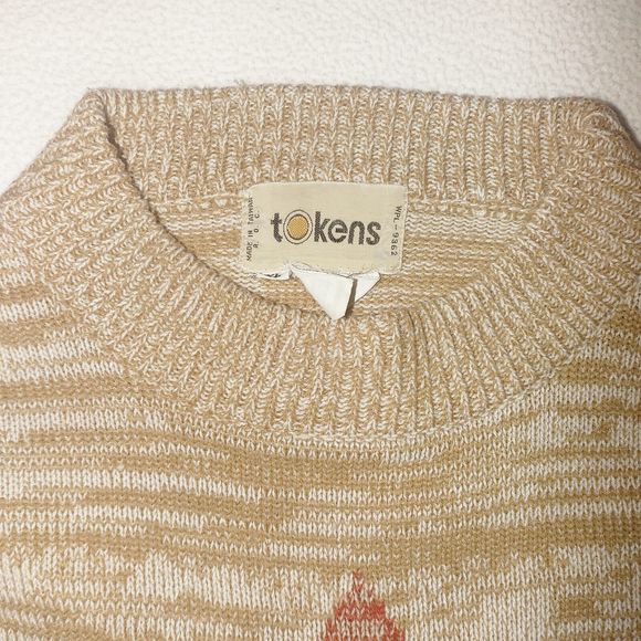 Vintage Women's Sweater Size Large XL Pullover Long Sleeve Crew Neck Tokens - Picture 6 of 9